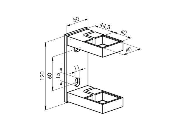 Edelstahl V2A Geländerpfosten Pfosten seitlich 40x40 Pfosten Flexibel eckig oben offen ohne Bohrungen